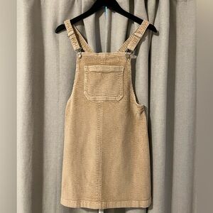 Cute Tan Corduroy Overall Dress